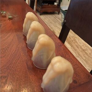 Set of Four Beige Candle Holders